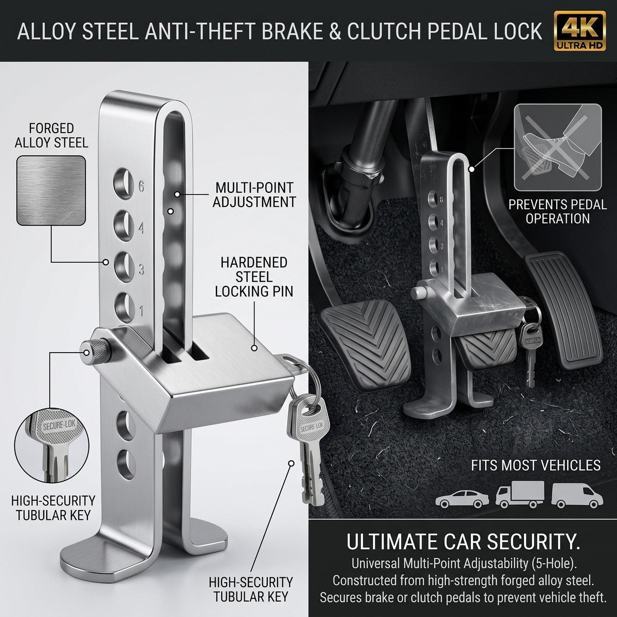 Car Pedal Lock Brake Clutch & Accelerator for all Cars