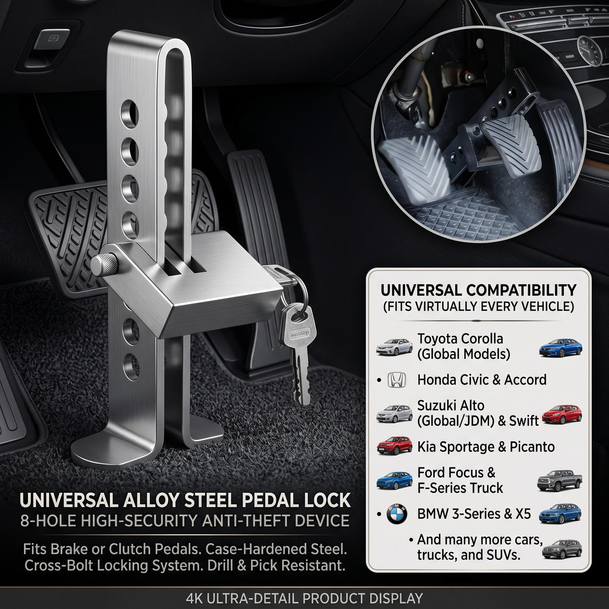 Car Pedal Lock Brake Clutch & Accelerator for all Cars