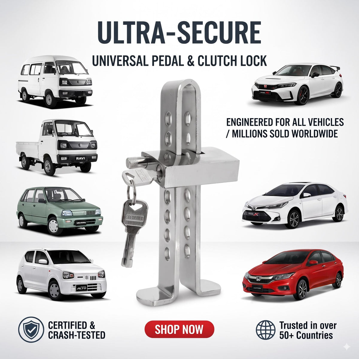 Car Pedal Lock Brake Clutch & Accelerator for all Cars