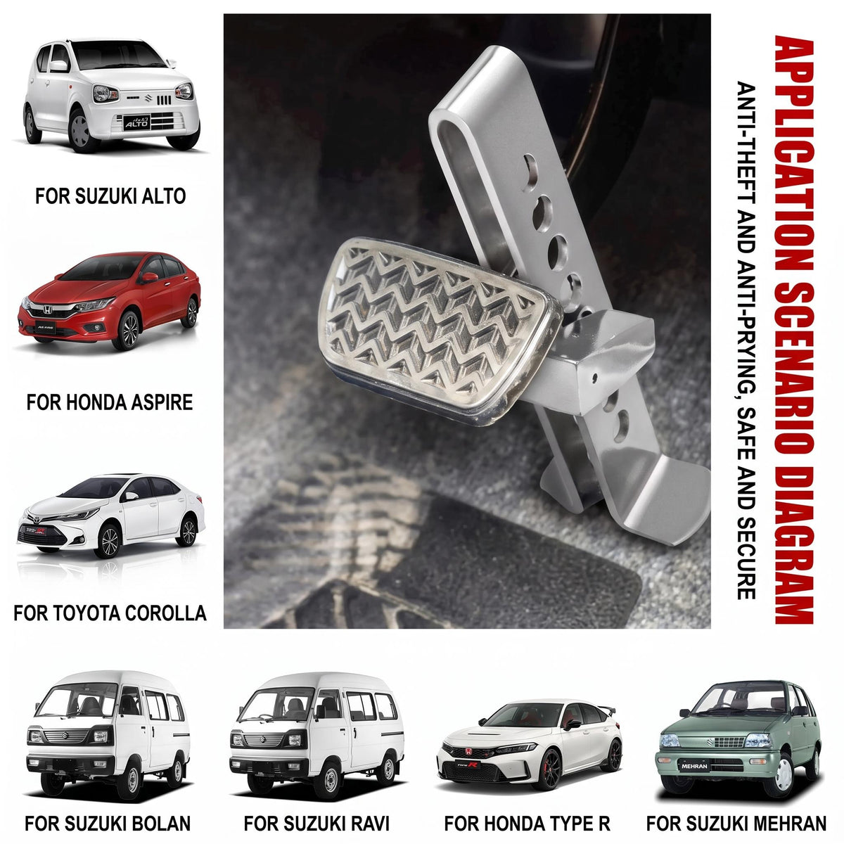 Car Pedal Lock Brake Clutch & Accelerator for all Cars